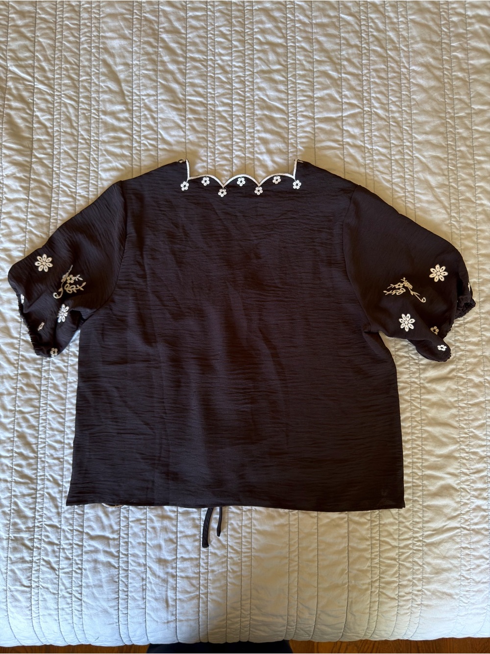 Embroidered Tie-Front Top - Picture 5 of 5